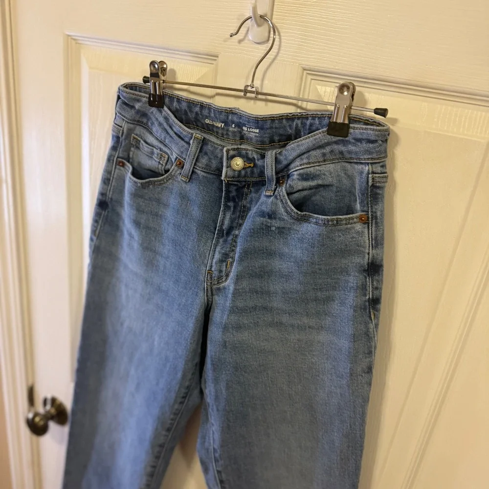 Old Navy OG Loose High-Rise Straight Leg Jeans Medium Wash Blue 6 Petite